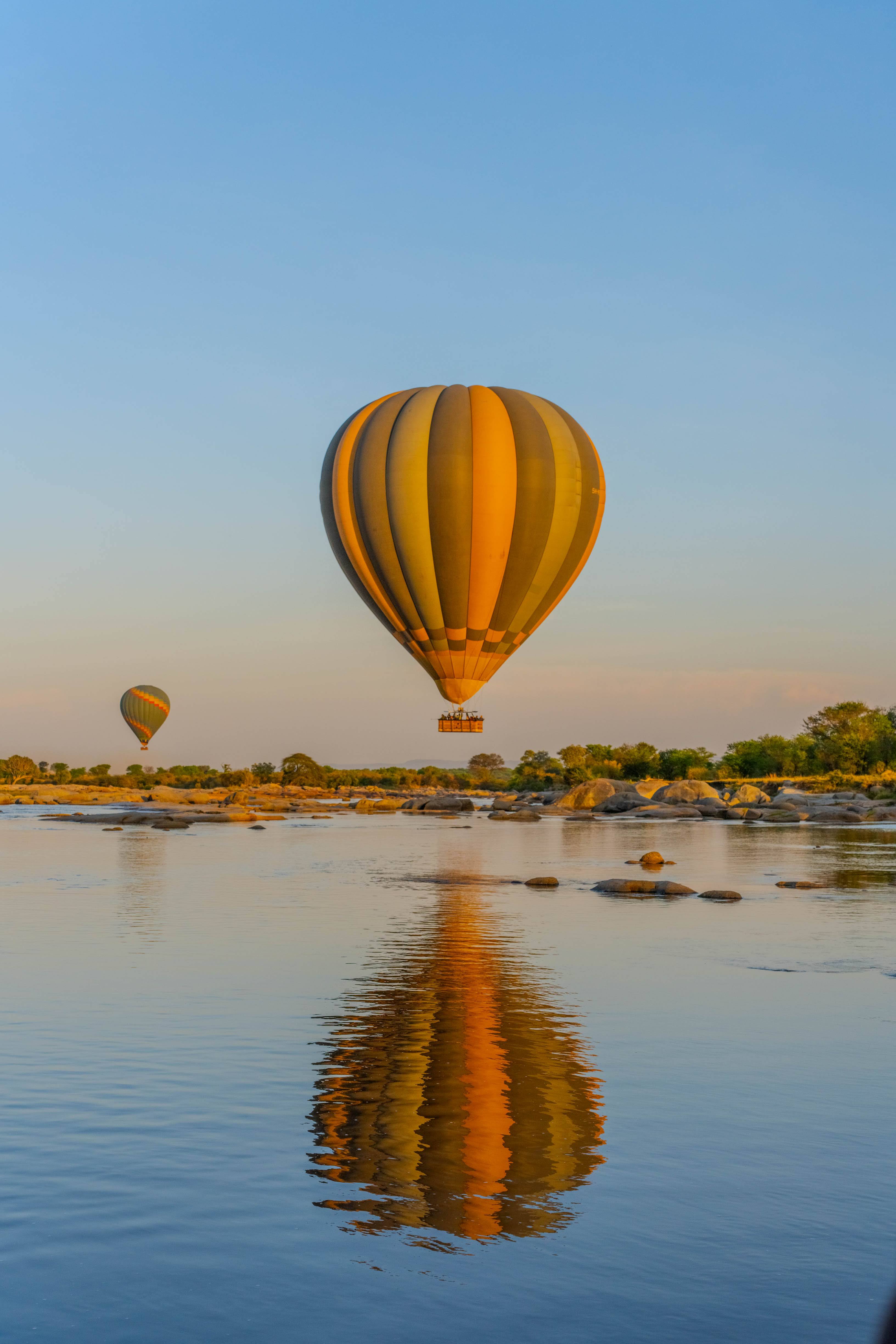 Reflection of a hot air balloon