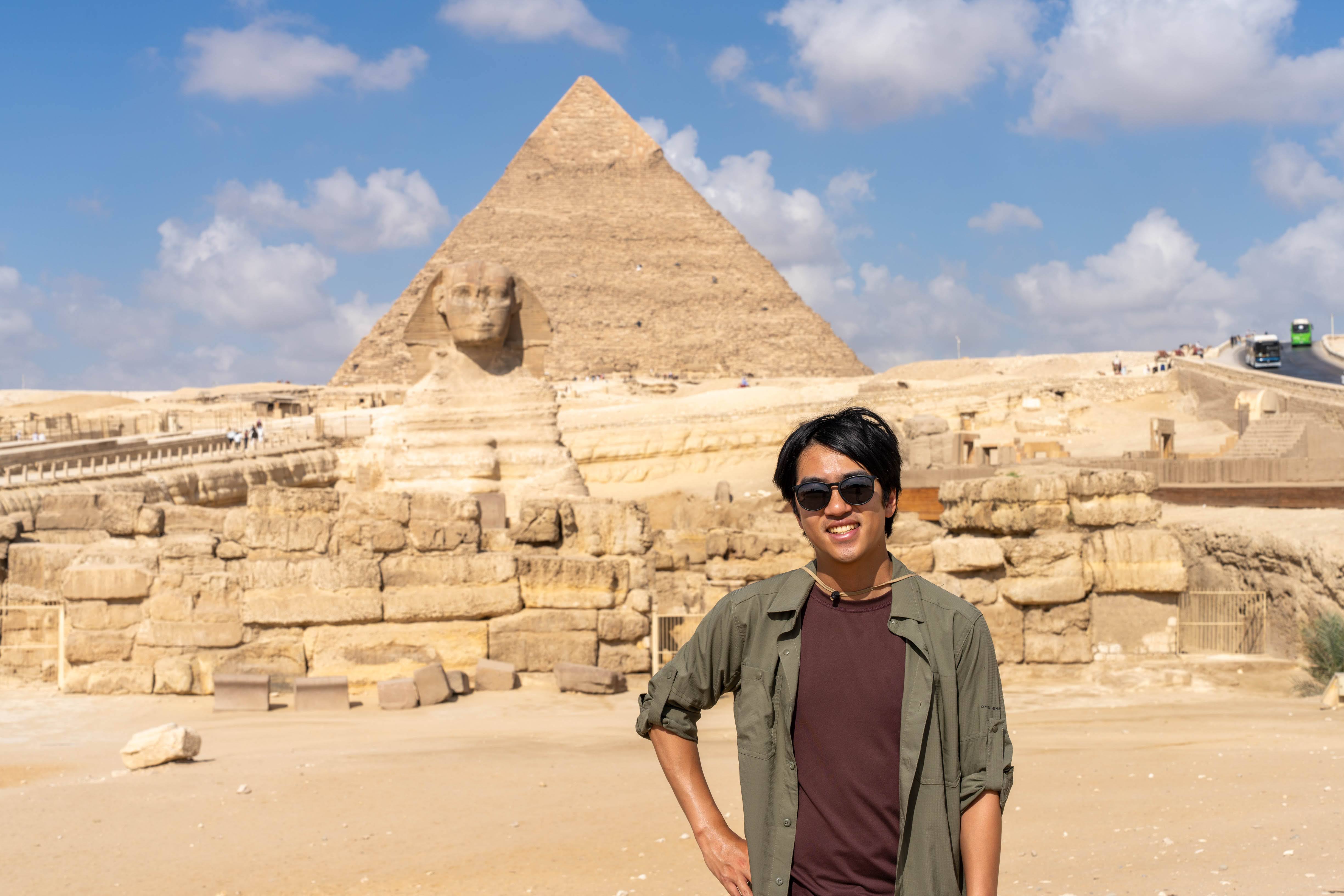 Johnny in front of the sphinx